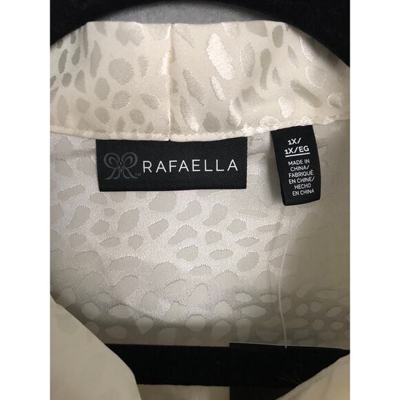 Rafaella Women's 1X Front Tie Puff Sleeve Blouse Top in Star White NEW - Picture 2 of 6